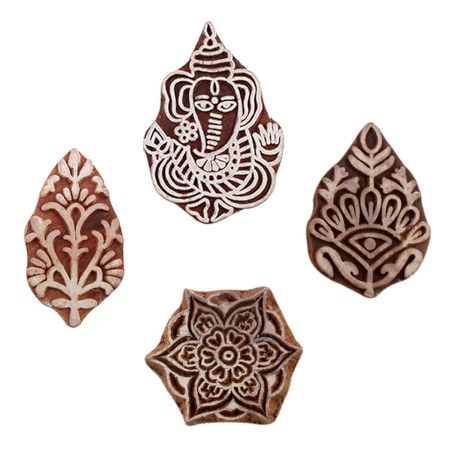 Set of 4 Piece New Mix Wooden Printing Blocks